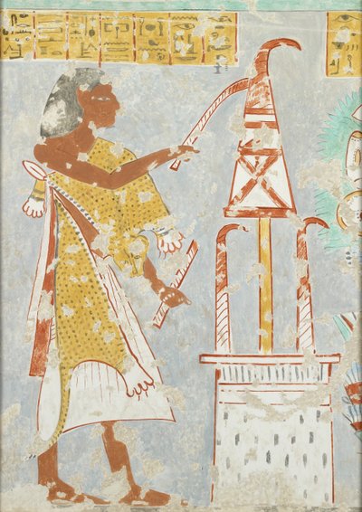 Copia de pintura mural, tumba privada 296 de Nefersekhemru, Tebas, arpista ciego, siglo XX de Anna