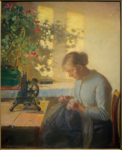 Hija de pescador cosiendo de Anna Ancher