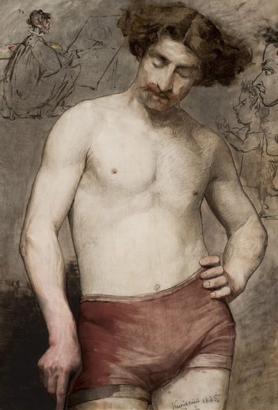 Polaco: Hombre semidesnudo - Estudio de un hombre semidesnudo de Anna Bilińska Bohdanowicz