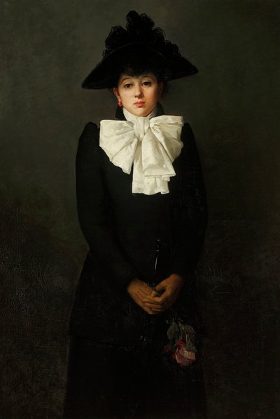 Retrato de una joven con una rosa en la mano de Anna Bilińska Bohdanowicz