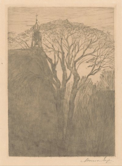 Árbol cerca de una iglesia de Anna Catharina Maria van Eeghen (signed by artist)