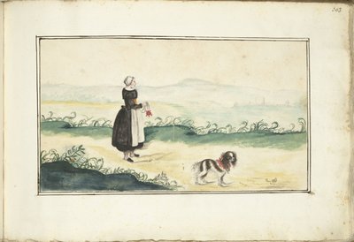 Granjero mujer y perro en un paisaje de Anna Cornelia Moda (possibly)
