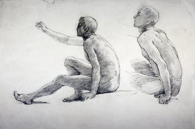 Dos estudios de un desnudo masculino sentado, c. 1864-1930 de Anna Lea Merritt