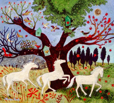 3 unicornios por árbol de Anna Pugh