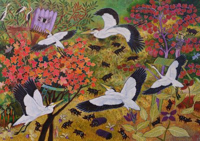 Henry observando garzas, 2020 (acrílico) de Anna Pugh