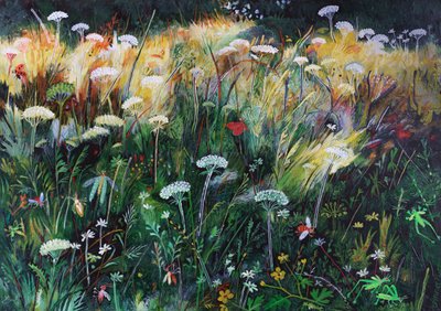 Prado nocturno, 2022 (acrílico sobre tabla) de Anna Pugh