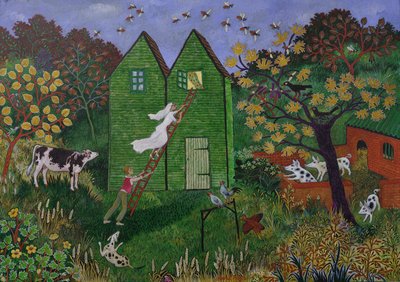 Remembered the day forgot the keys, 2022 (acrílico sobre tabla) de Anna Pugh
