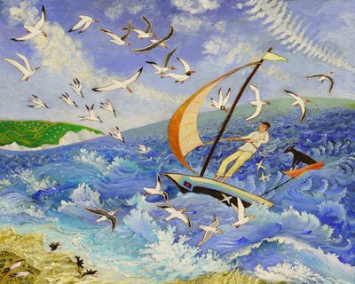 Wallace se hace a la mar, 2017 (acrílico) de Anna Pugh