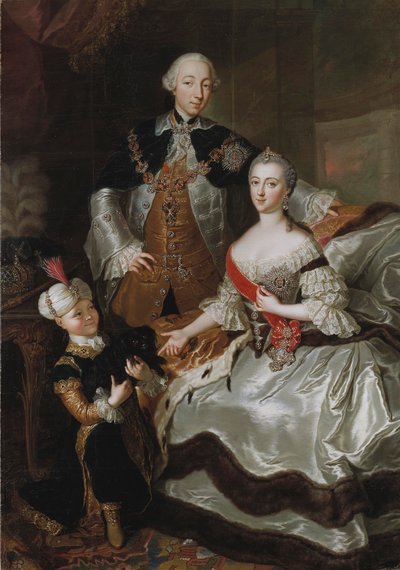 Pedro III y Catalina II de Rusia con su hijo Pablo, c.1756 de Anna Rosina Lisiewska