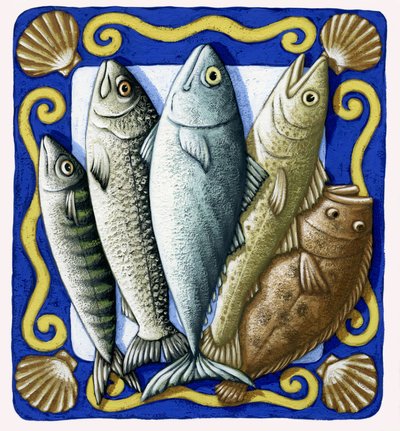 Pescado fresco, 2014 (gouache) de Annalisa Morrocco