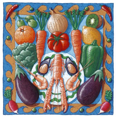 Langoustine, 2000 (gouache) de Annalisa Morrocco