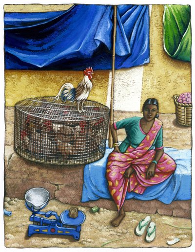 Mercado de Mysore, 2018 (gouache) de Annalisa Morrocco