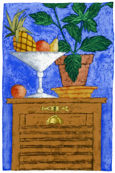 Bodegón con piña, 2010 (gouache) de Annalisa Morrocco