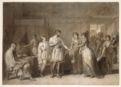 Bayard rechaza los regalos de su anfitriona, en Brescia de Anne-Louis Girodet de Roucy-Trioson
