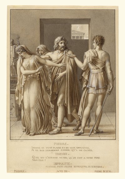 Fedra rechaza los abrazos de Teseo de Anne-Louis Girodet de Roucy-Trioson