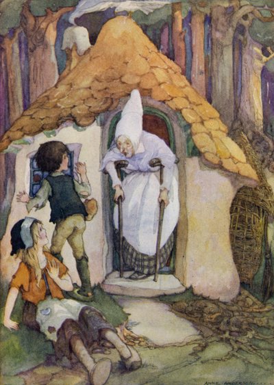 Hansel y Gretel (litografía en color) de Anne (after) Anderson