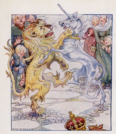 Rima infantil: El león y el unicornio de Anne (after) Anderson