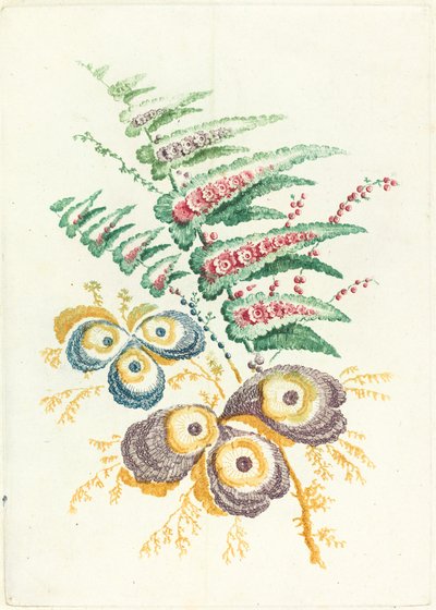 Flores fantásticas con flores de concha de ostra, c. 1795 de Anne Allen