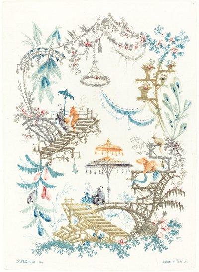 Arabesco con un doble parasol de Anne Allen after Jean Baptiste Pillement