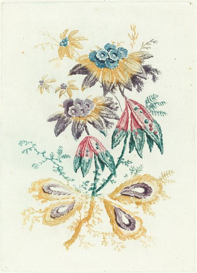 Flores fantásticas con hojas de vaina de Anne Allen after Jean Baptiste Pillement