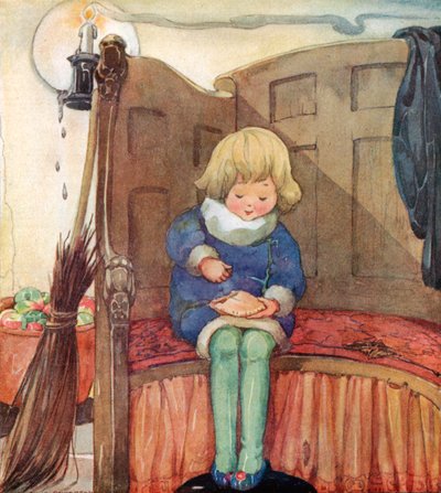 El pequeño Jack Horner sentado en un rincón, comiendo un pastel de Navidad de Anne Anderson