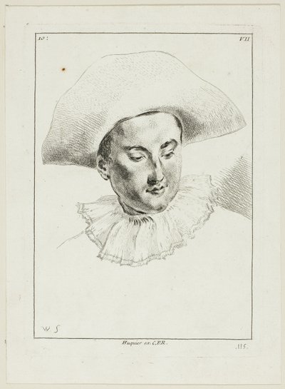 Cabeza de hombre (con sombrero y gorguera) de Anne Claude Philippe Caylus