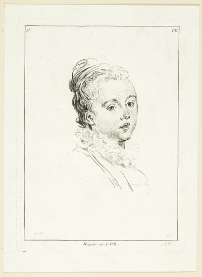 Cabeza de mujer (girada hacia la izquierda) de Anne Claude Philippe Caylus