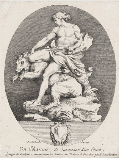 Un cazador agarrando un oso, 1737 de Anne Claude Philippe de