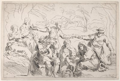 Una fiesta comiendo al aire libre, siglo XVIII de Anne Claude Philippe de Caylus