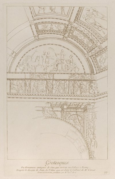 Grotescos: detalle de los relieves de estuco que decoran el Coliseo en Roma, ca. 1729 de Anne Claude Philippe de Caylus