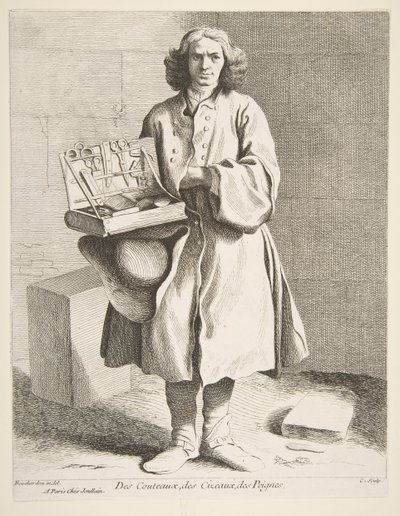 Vendedor Ambulante de Cuchillos, Tijeras y Peines, 1742 de Anne Claude Philippe de Caylus