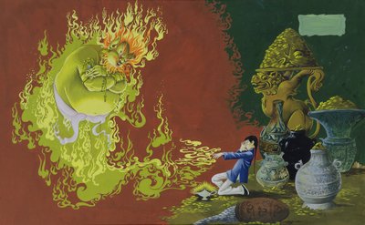 Aladino, ilustración del Libro de Oro de Cuentos de Hadas de Dean, Número 2, publicado por Dean & Sons Ltd., 1965 de Anne Grahame Johnstone