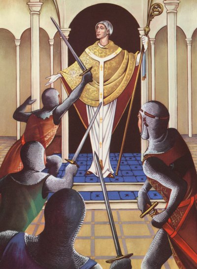 El asesinato de Tomás Becket (litografía en color) de Anne & Johnstone Janet (1928 79) Johnstone