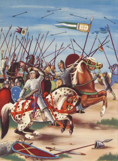 La batalla de Hastings (litografía en color) de Anne & Johnstone Janet (1928 79) Johnstone
