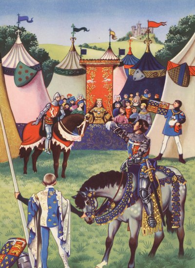 El duelo de Bolingbroke y Mowbray (litografía en color) de Anne & Johnstone Janet (1928 79) Johnstone