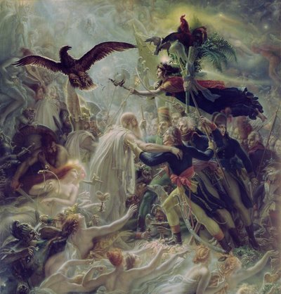 Apoteosis de los héroes franceses que murieron por su país durante la guerra por la libertad de Anne Louis Girodet de Roucy Trioson