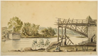 Puente incompleto, Palatine, Nueva York, 1808 de Anne Marguerite Hyde de Neuville