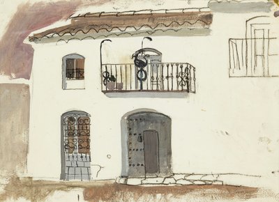 Una casa española (tiza y gouache) de Anne Redpath
