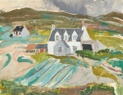 Cottages at Clachanish, Skye (lápiz y acuarela) de Anne Redpath