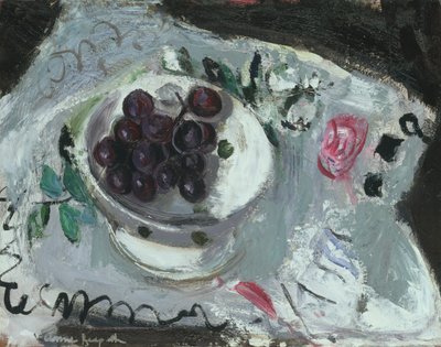 Plato de uvas, c.1957 (óleo sobre tabla) de Anne Redpath