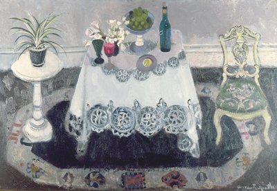 Interior gris y blanco (óleo sobre lienzo) de Anne Redpath