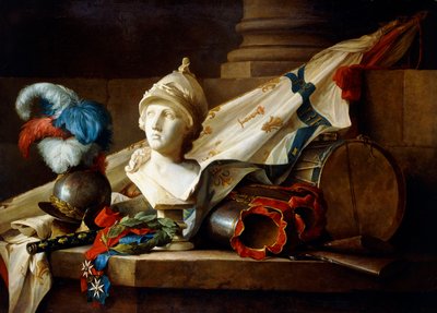 Busto de Minerva con armadura y armas sobre un borde de piedra, 1777 de Anne Vallayer Coster
