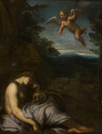 La Magdalena penitente, c.1580-1609 (óleo sobre lienzo) de Annibale (after) Carracci