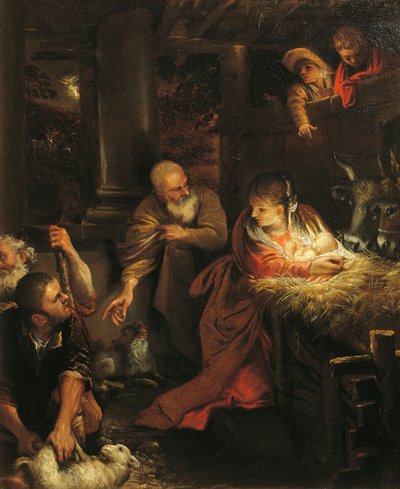 Adoración de los pastores (óleo sobre lienzo) de Annibale (attr. to) Carracci