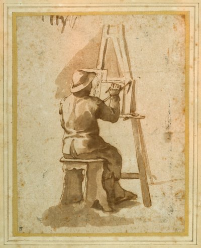 Un joven pintor sentado en su caballete de Annibale (follower of) Carracci