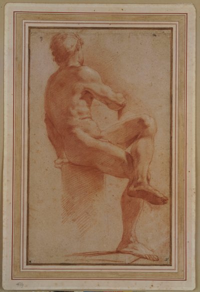 Desnudo masculino sentado de espaldas de Annibale Carracci