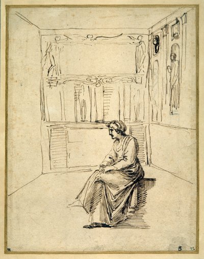 Una mujer sentada en una habitación de Annibale Carracci