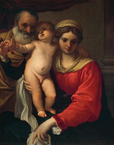 Sagrada Familia o Madonna de las Cerezas, ca 1593, por Annibale Carracci de Annibale Carracci