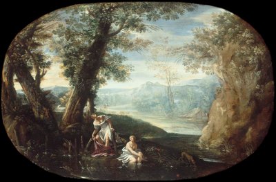 Paisaje con mujeres bañándose de Annibale Carracci