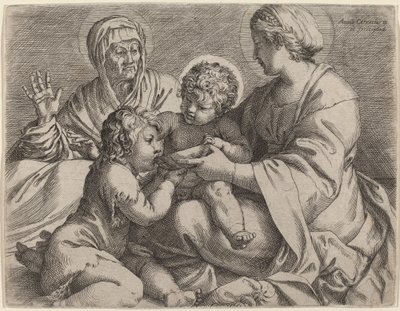 Madonna y Niño con los Santos Isabel y Juan el Bautista de Annibale Carracci